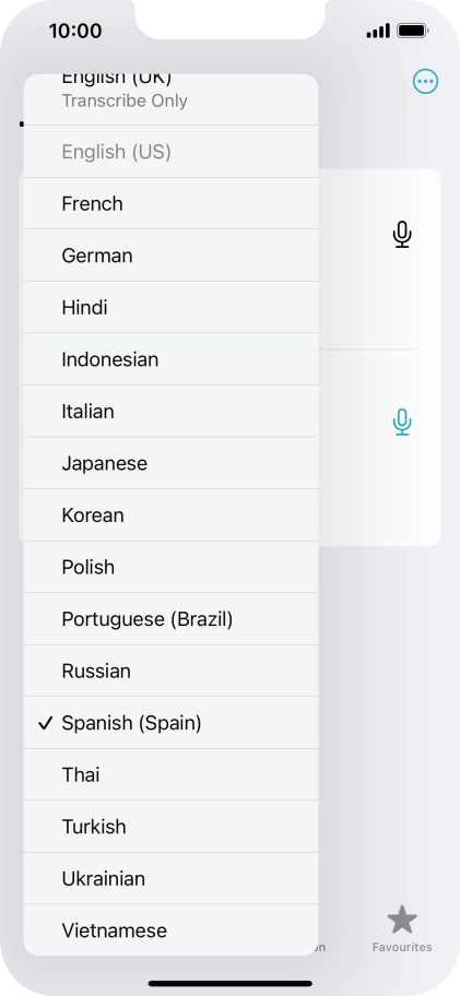 Press the required target language.