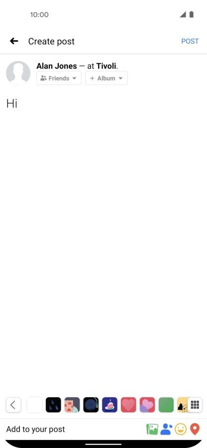 Write the required text and press POST.