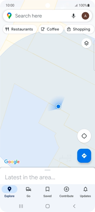 Press the search field and key in the required destination.