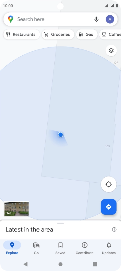Press the search field and key in the required destination.