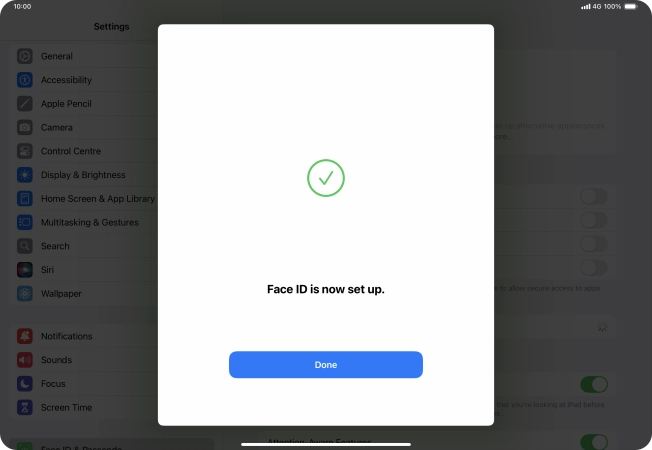 Press Done. If you haven't previously selected a lock code, key in a code of your own choice twice.