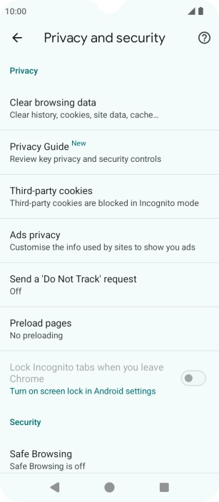 Press Clear browsing data.