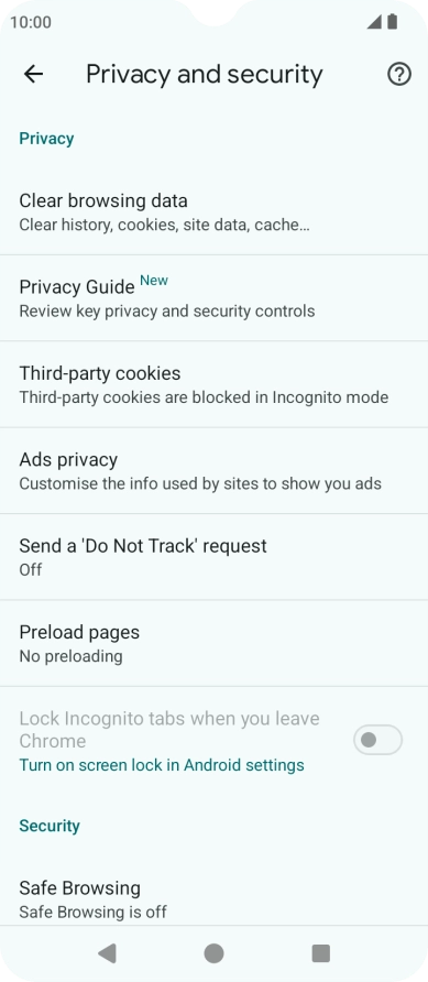Press Clear browsing data.