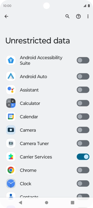 Press the indicators next to the required apps to turn the function on or off.