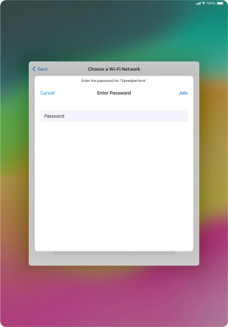 Key in the password for the Wi-Fi network and press Join.