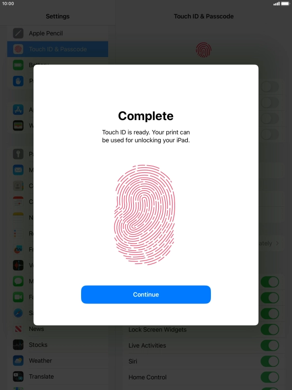 Press Continue. If you haven't previously selected a lock code, key in a code of your own choice twice. Press Continue. If you haven't previously selected a lock code, key in a code of your own choice twice.