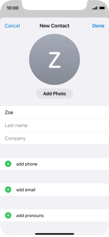 Press Last name and key in the last name. Press Last name and key in the last name.