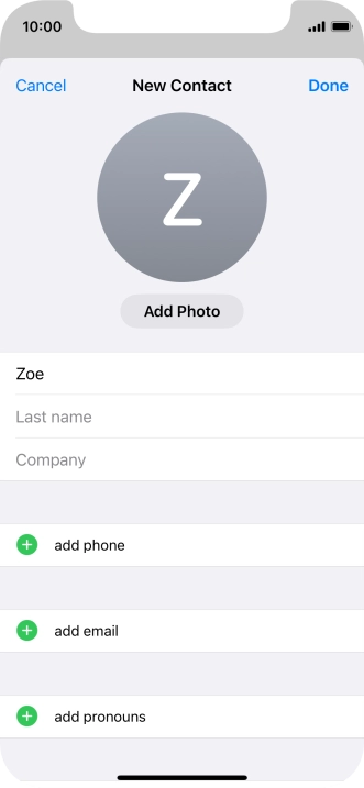 Press Last name and key in the last name. Press Last name and key in the last name.