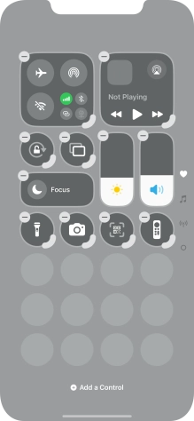 Press Add a Control and follow the instructions on the screen to add the required function to Control Centre.