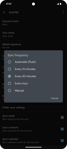 Press the required setting.