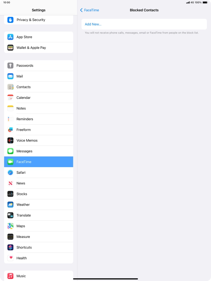 Press Add New... and follow the instructions on the screen to block a contact.