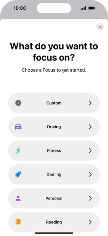 Press the required focus mode and follow the instructions on the screen to add the selected focus mode.