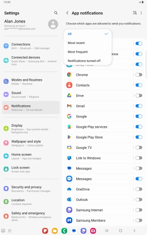Press the required setting.