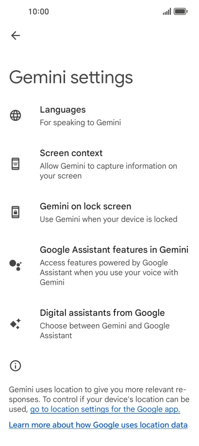 Press Digital assistants from Google.