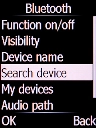 Select Search device and press the Left selection key.