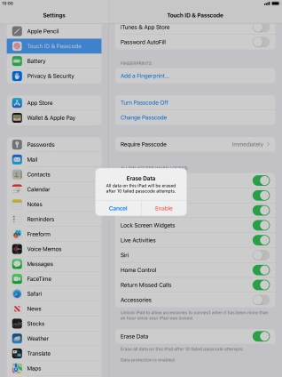 If you turn on the function, press Enable.
