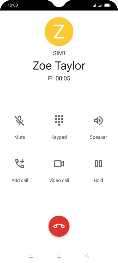 Press the end call icon.