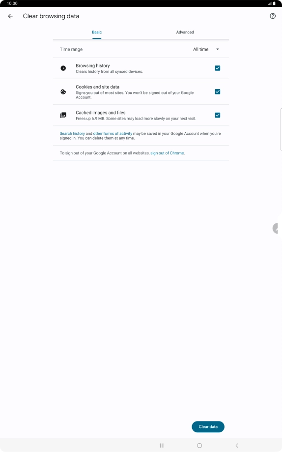 Press the fields next to the required data types.