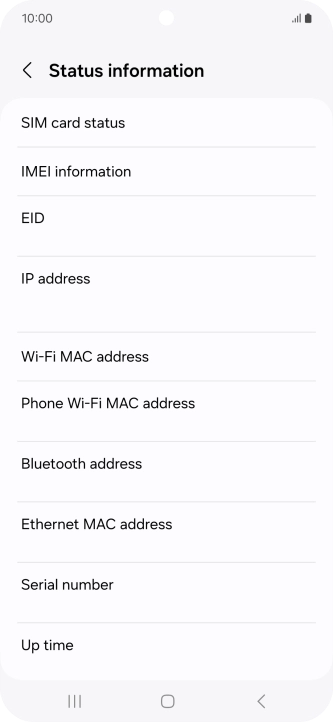 Your phone's EID number is displayed below EID.
