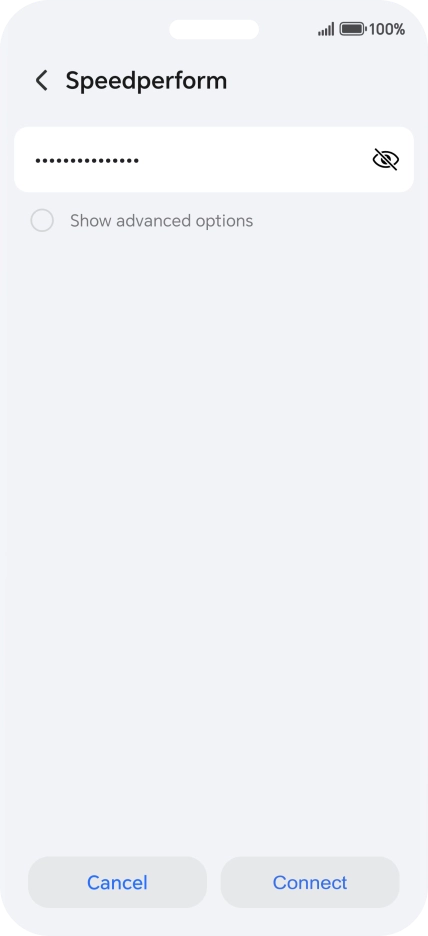 Key in the password for the Wi-Fi network and press Connect.