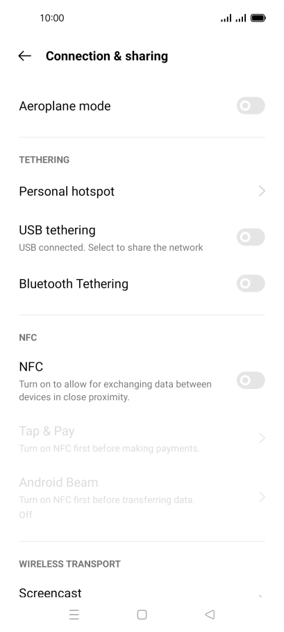 Press Personal hotspot.
