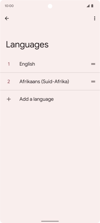To select the new language as the default language, press the move icon next to the required language and drag it to the top of the list.