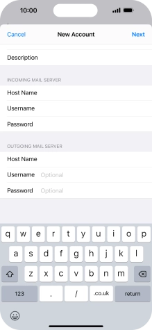 Press Username and key in the username for your email account.