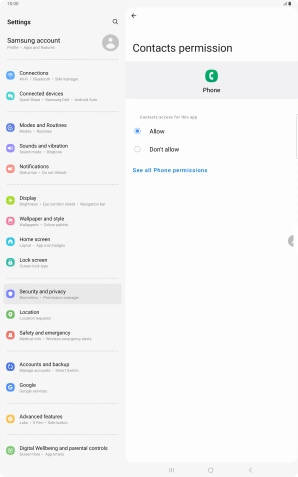 Press the required setting.