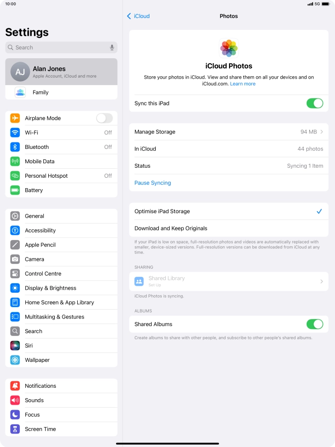 Press the indicator next to 
