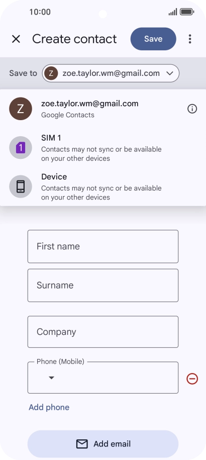Press the required Google account. Press the required Google account.