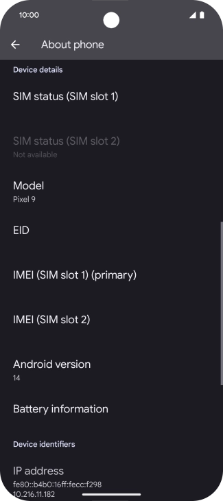 Your phone's software version is displayed below Android version.