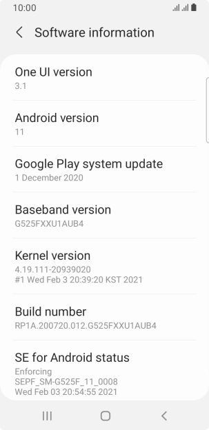 Your phone's software version is displayed below Android version.