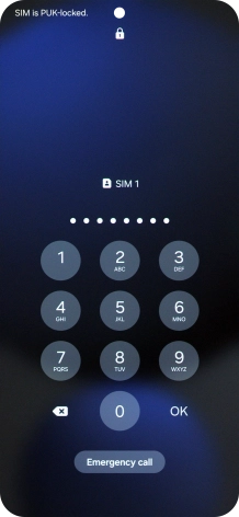 Key in the PUK and press OK.