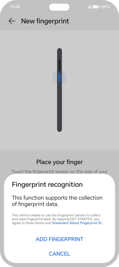 Press ADD FINGERPRINT. Press ADD FINGERPRINT.