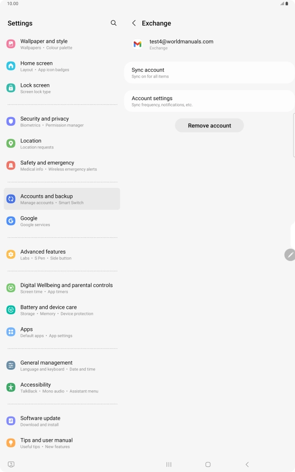 Press Remove account.
