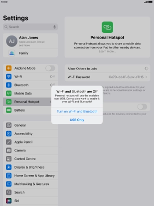 If Wi-Fi is turned off, press Turn on Wi-Fi and Bluetooth.