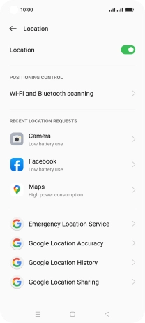 Press Google Location Accuracy. Press Google Location Accuracy.