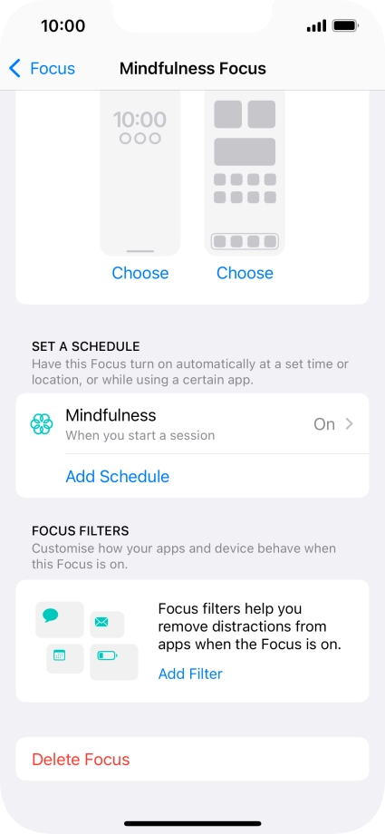 Press the required setting below 