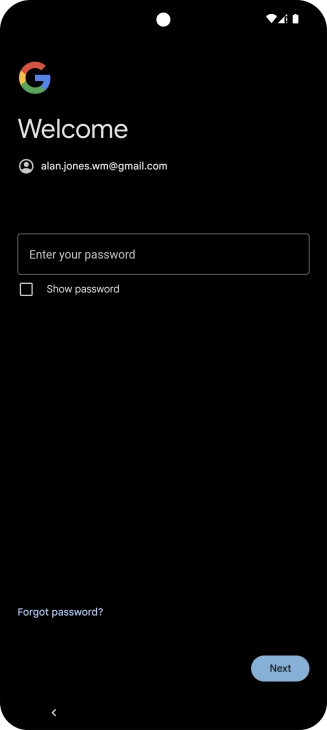 Press Enter your password and key in the password for your Google account.