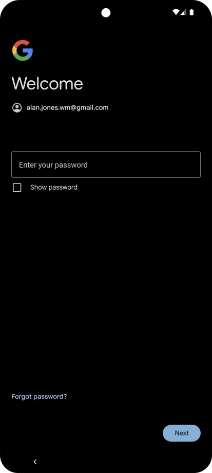 Press Enter your password and key in the password for your Google account.