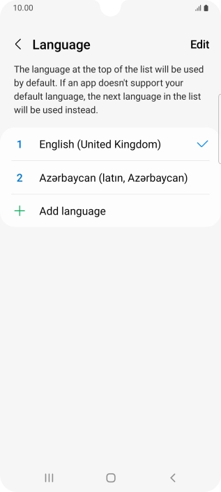 To subsequently select another language as the default language, press the required language. To subsequently select another language as the default language, press the required language.
