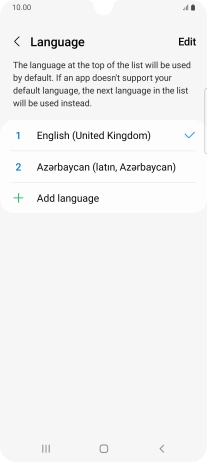 To subsequently select another language as the default language, press the required language. To subsequently select another language as the default language, press the required language.