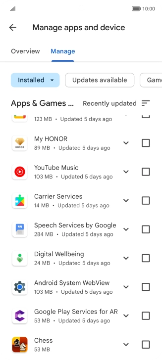 Press the required app.