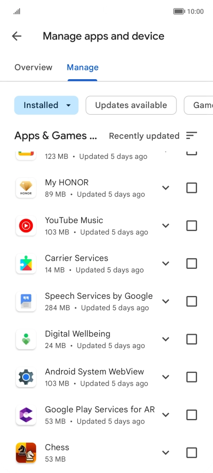 Press the required app.