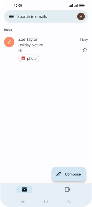 Slide your finger right starting from the left side of the screen.