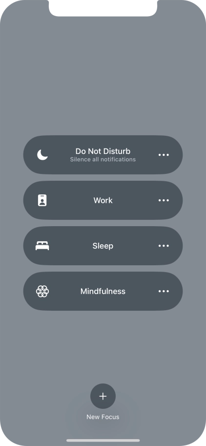 Press the required focus mode to activate or deactivate it immediately.