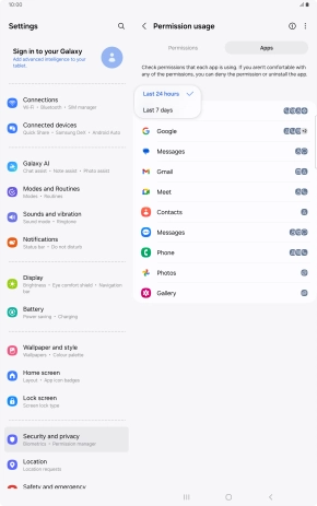Press the required setting.