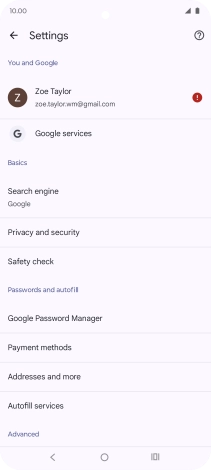 Press Privacy and security.