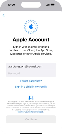 Press Password and key in the password for your Apple ID.