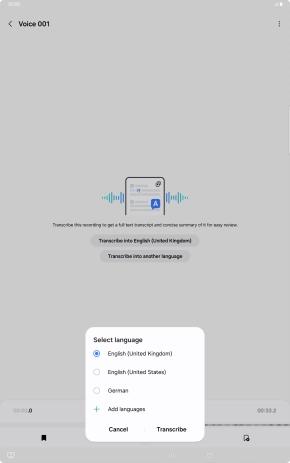 Press the recorded language.